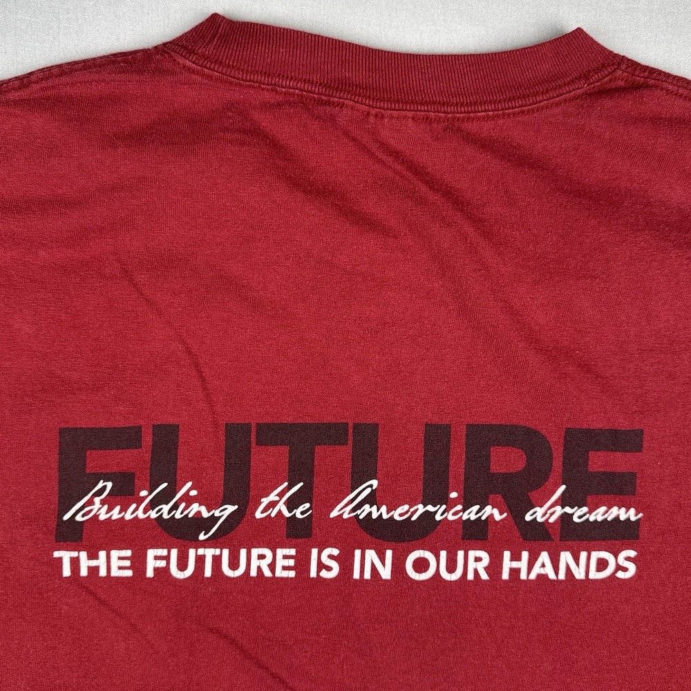 Vintage Y2K The Future Is In Our Hands T Shirt American Dream Red XL